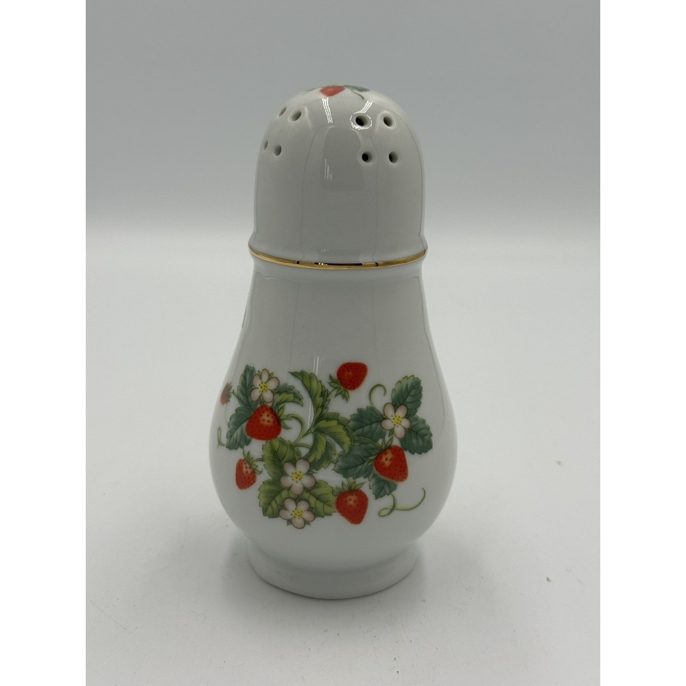 Vintage Avon Porcelain Sugar Shaker Strawberry Flower 22K gold trim